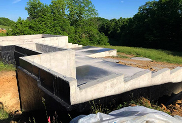 Concrete foundation of a new home being built